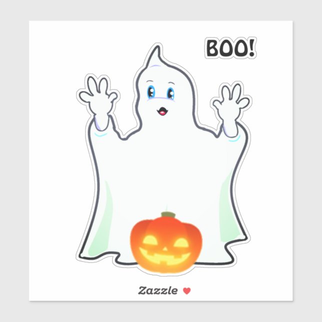 Pegatina Dulce fantasma y calabaza de Halloween (Hoja)