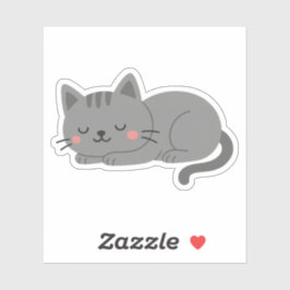 Pegatina Dulce Gato Gris Dormido
