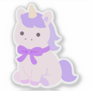 Pegatina Dulce ilustración de unicornio de lavanda Kawaii p