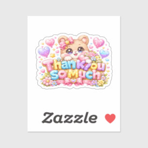 Pegatina Dulce Kawaii Gracias Teddy Bear Pastel Pi