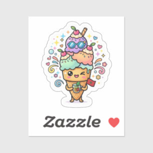 Pegatina Dulce Kawaii Té de menta helado marroquí de verano