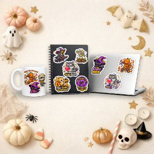 Pegatina Dulce Monstruo De Dibujos Animados Chibi De Hallow