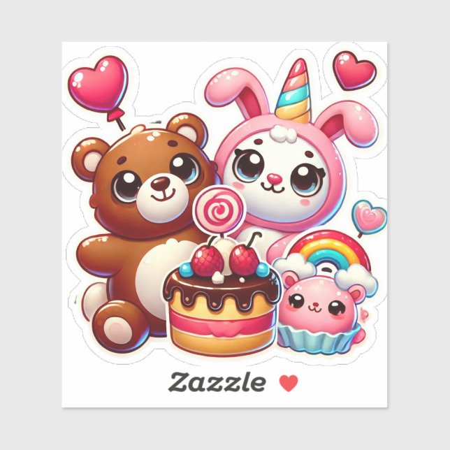 Pegatina Dulce Personalizado Corazón Animal Puffy Parches (Hoja)