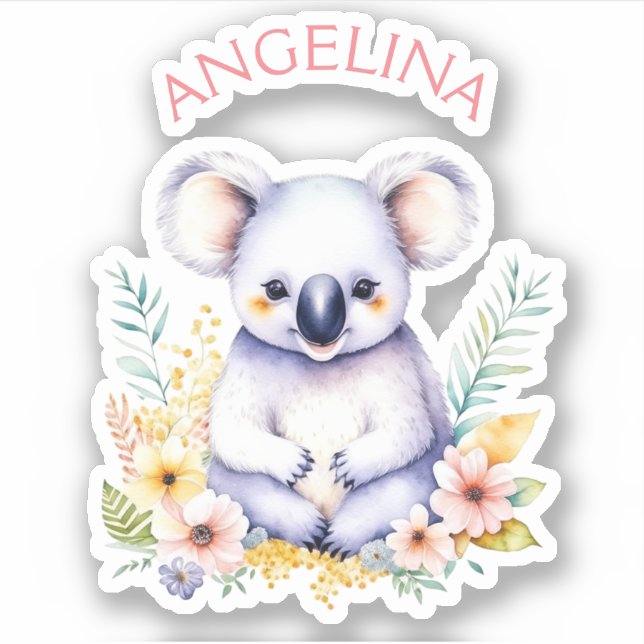 Pegatina Dulce personalizado Koala Bear Nursery Arte (Anverso)