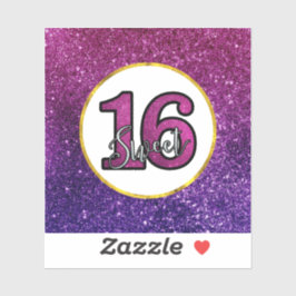 Pegatina Dulce rosado y morado 16 Gemas Purpurinas espumoso