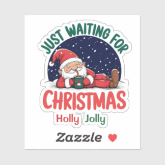 Pegatina Dulce Santa Relajante Solo Esperando la Navidad