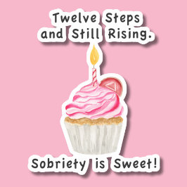 Pegatina Dulce Sobriedad: Cupcake con Vela, Moneda de Recup