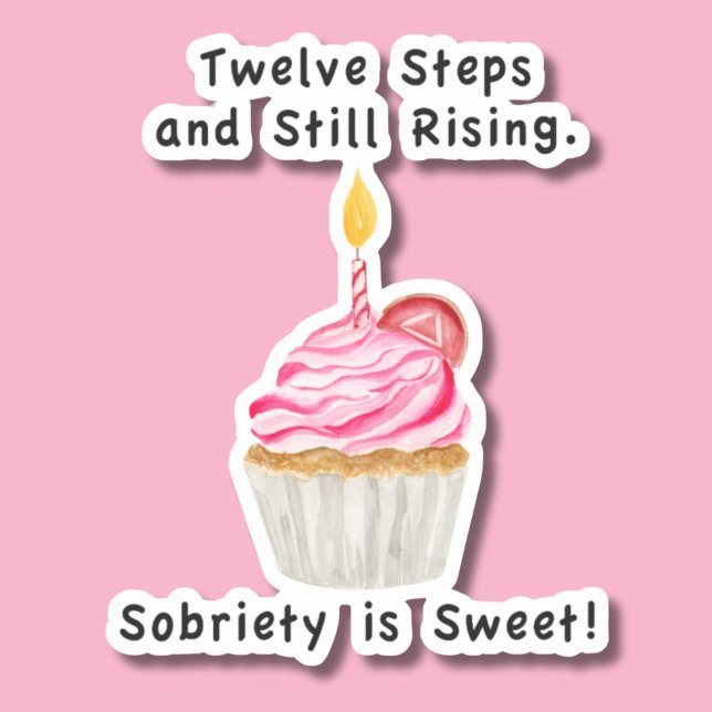 Pegatina Dulce Sobriedad: Cupcake con Vela, Moneda de Recup (Subido por el creador)