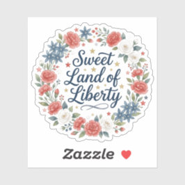 Pegatina Dulce Tierra de Libertad Floral Vintage Patriótico