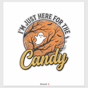 Pegatina Dulces de Halloween Fantasma Diseño Vectorial Vint