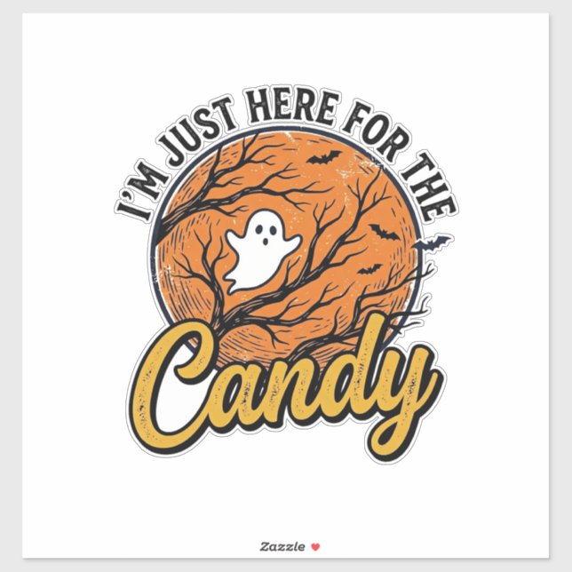 Pegatina Dulces de Halloween Fantasma Diseño Vectorial Vint (Hoja)
