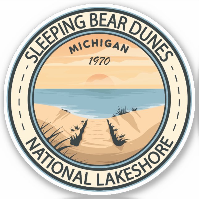 Pegatina Dunas de oso durmiente Lakeshore Michigan nacional (Anverso)