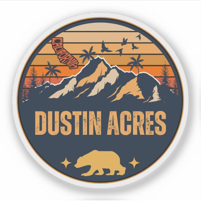 Pegatina Dustin Acres, California (Anverso)
