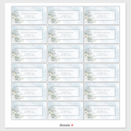 Pegatina Dusty Blue Botanical Greenery 18 dirección de invi