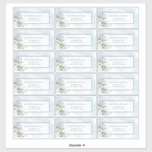 Pegatina Dusty Blue Botanical Greenery 18 dirección de invi