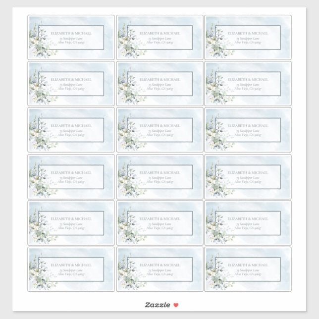 Pegatina Dusty Blue Botanical Greenery 18 dirección de invi (Hoja)