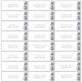 Pegatina Dusty Blue Mauve Flowers Nombre de invitado Etique