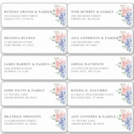 Pegatina Dusty Blue Pastel hidrangea Nombre de invitado