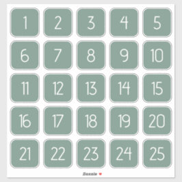 Pegatina Dusty Green Customizable Square Number Stickers 