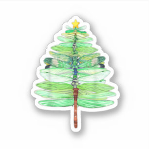 Pegatina Dy Funny Dragonfly Christmas Tree Xmas Insect Love
