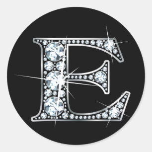 pegatina "E" Faux-Diamond Bling