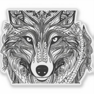 Pegatina E.J. Vinyl extraíble de la cara del lobo de oro