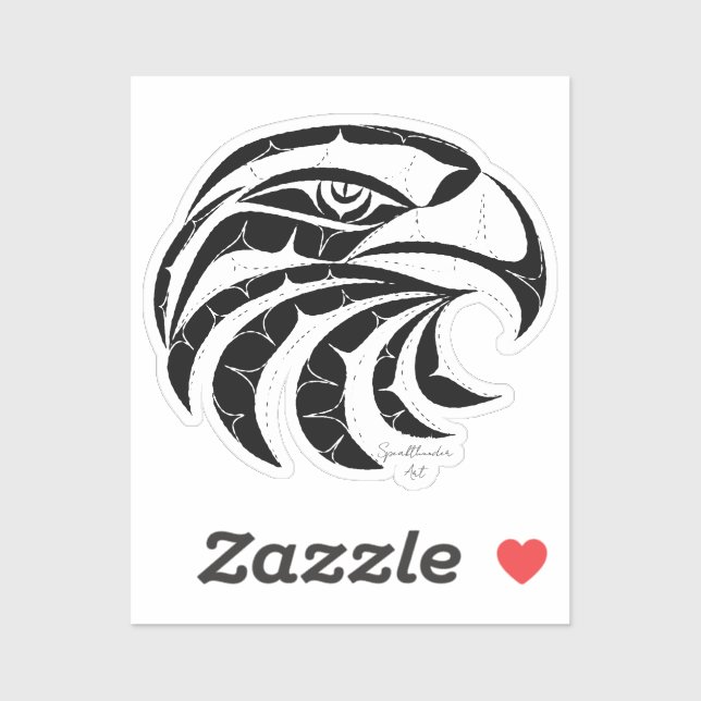 Pegatina Eagle clean cut portrait Native American art (Hoja)
