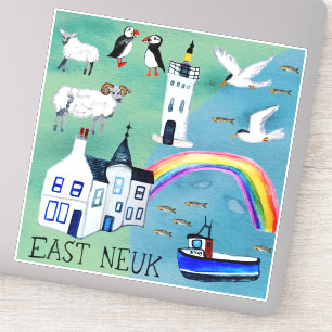 Pegatina East Neuk Fife Ruta Costera Escocia Arte