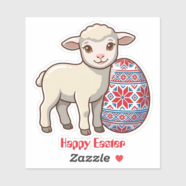 Pegatina Easter Lamb Vinyl Sticker | Personalized Name (Hoja)
