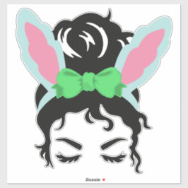 Pegatina Easter Messy Bun Sticker – Bunny Ear Hair Bun 