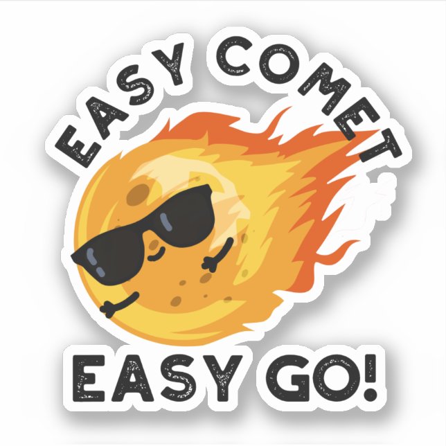 Pegatina Easy Comet Easy Go Funny Astronomy Pun (Anverso)