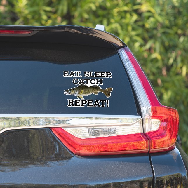 Pegatina Eat Sleep Catch Walleye Funny Fishing Angler (Lado del coche)