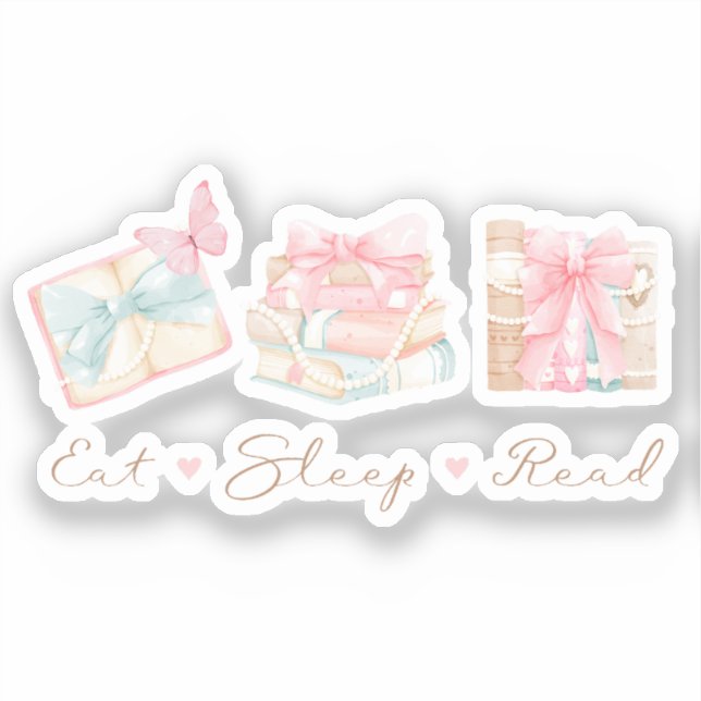 Pegatina Eat Sleep Read Coquette Book (Anverso)