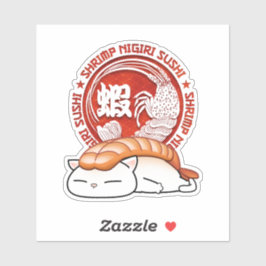 Pegatina Ebi Shrimp Sushi Cat