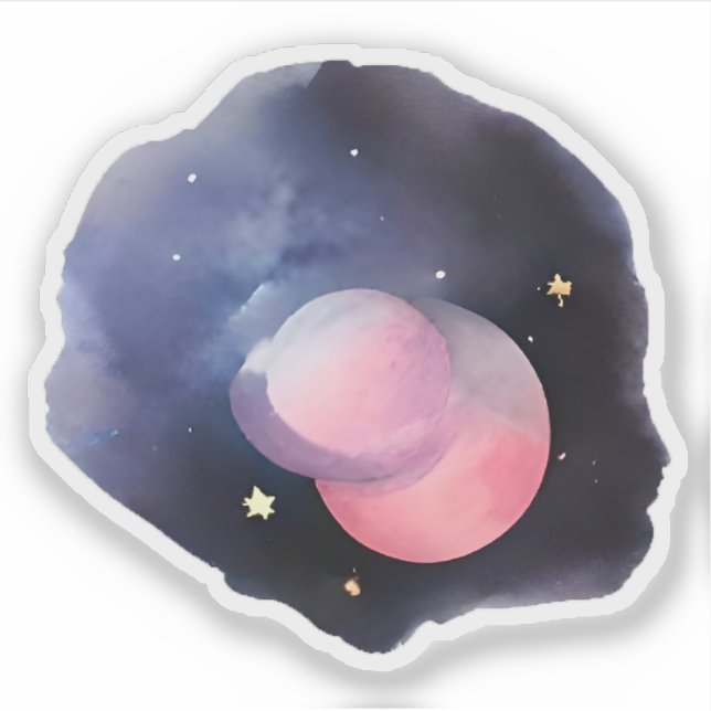 Pegatina Eclipse de los sueños: acuarela celestial (Anverso)