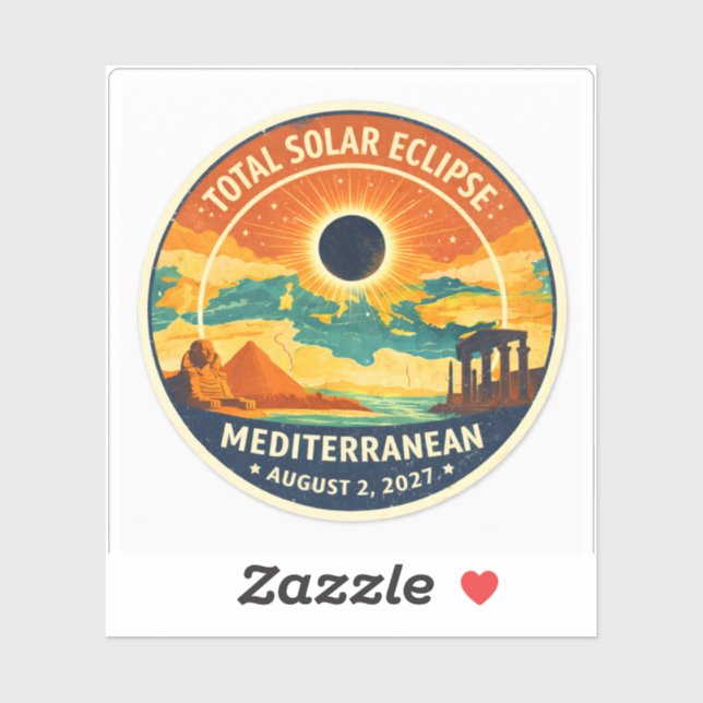 Pegatina Eclipse solar mediterráneo de 2027 (Hoja)