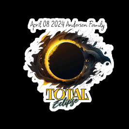 Pegatina Eclipse solar total 8 de abril de 2024 Nombre de l