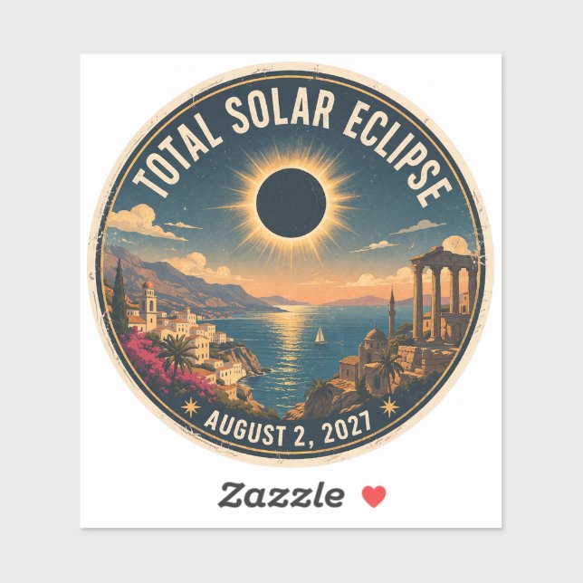 Pegatina Eclipse Total de Sol 2027 (Hoja)