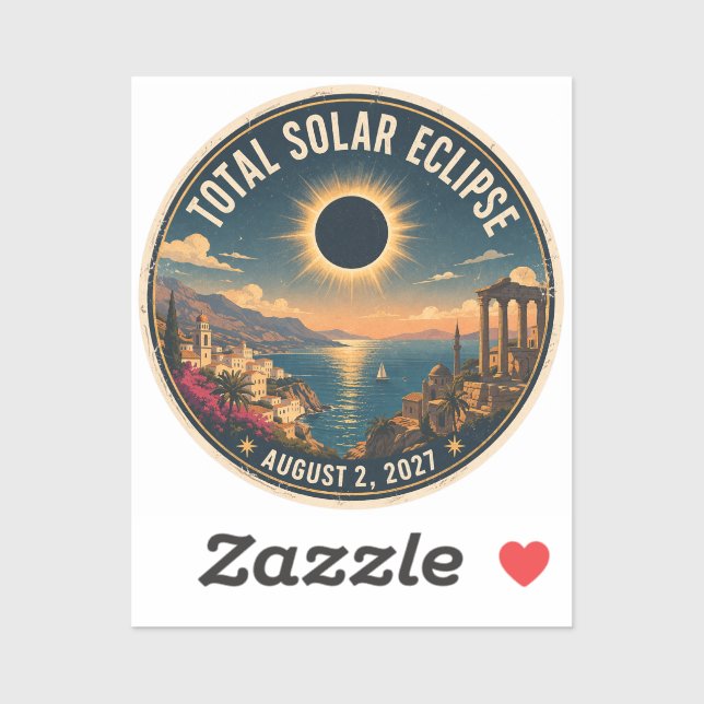 Pegatina Eclipse Total de Sol 2027 (Hoja)
