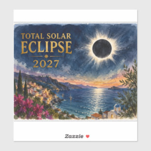 Pegatina Eclipse Total de Sol 2027 Mediterráneo 