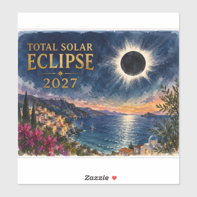 Pegatina Eclipse Total de Sol 2027 Mediterráneo  (Hoja)