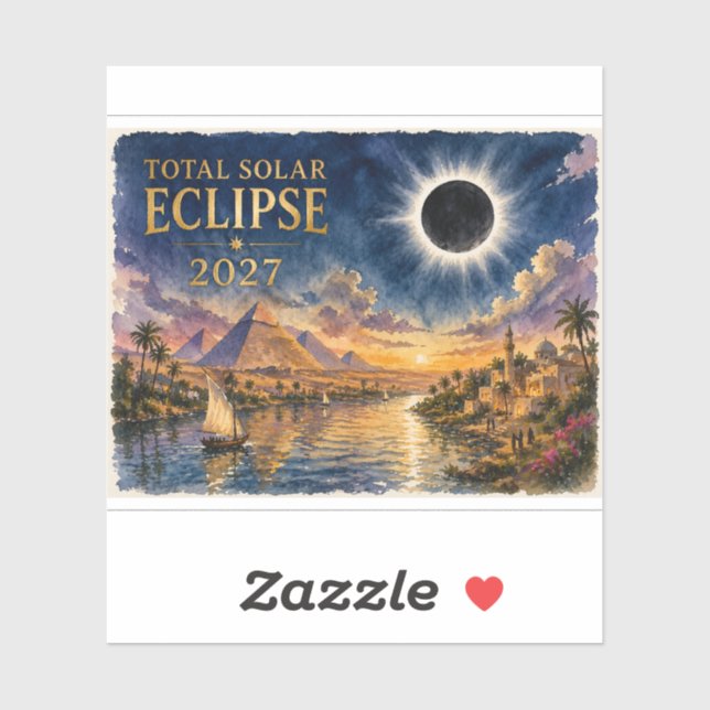 Pegatina Eclipse Total Solar 2027 Egipto (Hoja)