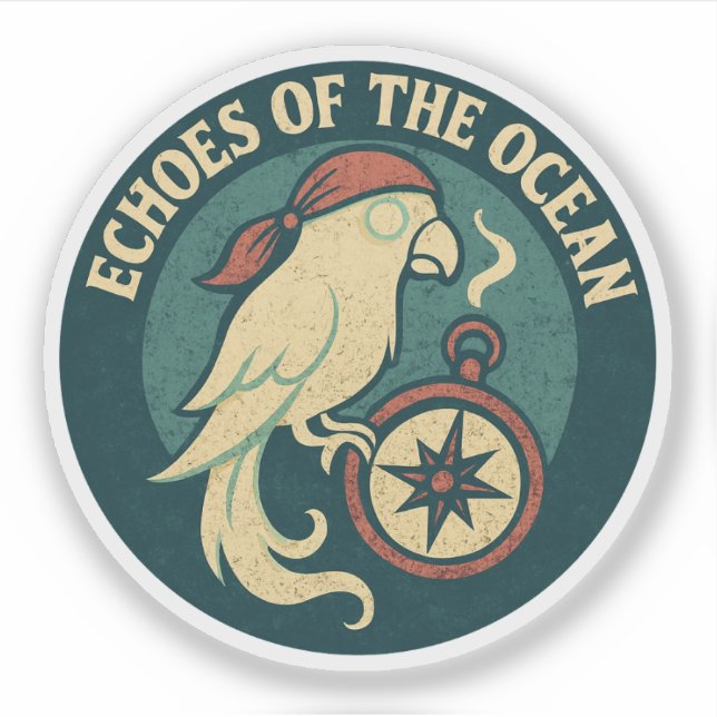 Pegatina Ecos Del Loro Pirata Del Océano (Anverso)