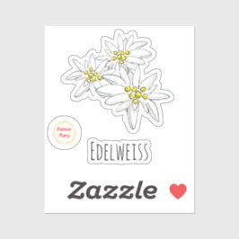 Pegatina Edelweiss Alpine Wildflower Whimsical