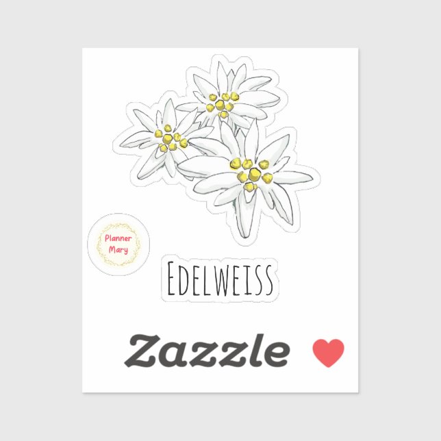 Pegatina Edelweiss Alpine Wildflower Whimsical (Hoja)