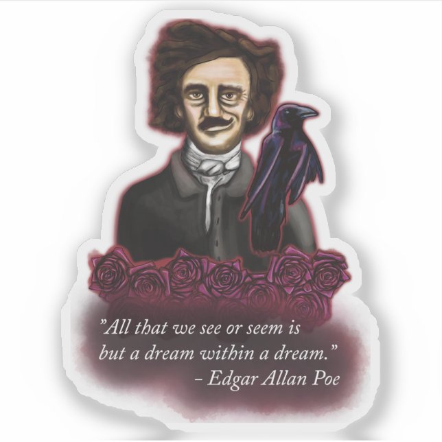 Pegatina Edgar Allan Poe, sueño dentro de un sueño (Anverso)