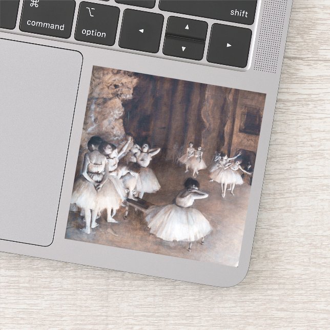 Pegatina Edgar Degas - Ensayo de ballet sobre el escenario (Detalle)