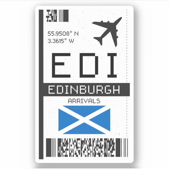 Pegatina EDI Edinburgh, Pase de embarque del aeropuerto de  (Anverso)