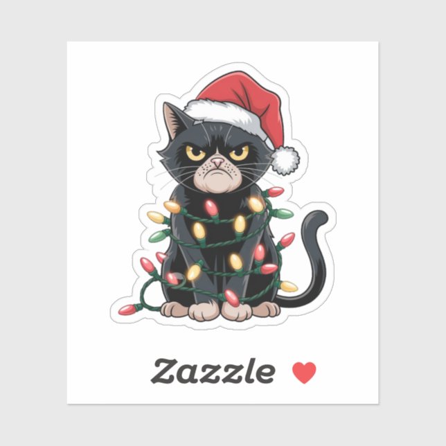 Pegatina Edición de Navidad de Gato Negro (Hoja)