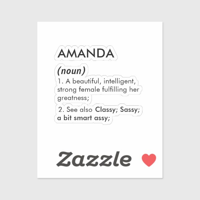 Pegatina Editable Amanda name definition, custom name (Hoja)